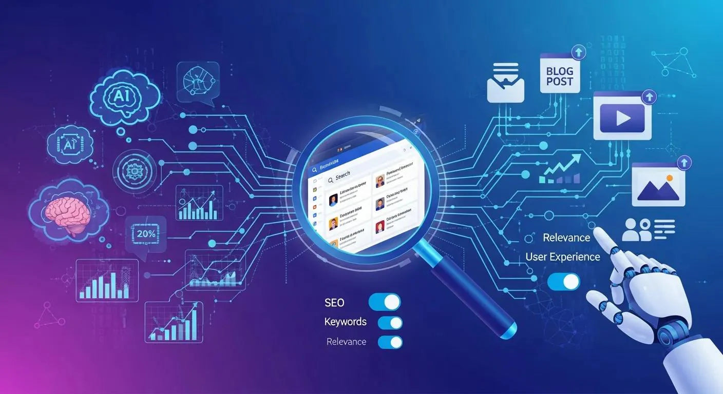 Illustration of AI-driven search and content optimization