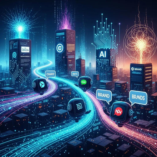 Digital landscape illustrating AI visibility strategies for brands